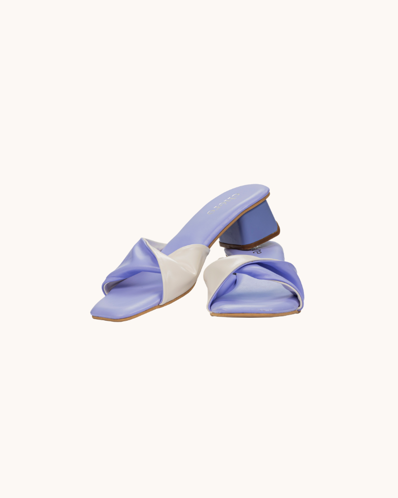 Lilac Dual Tone Twisted Strap Block Heels