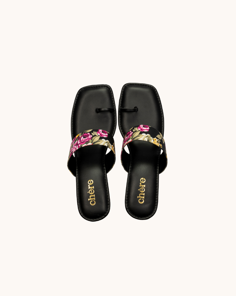 WMNS Floral Print Cut Out Stiletto Heels / Apricot