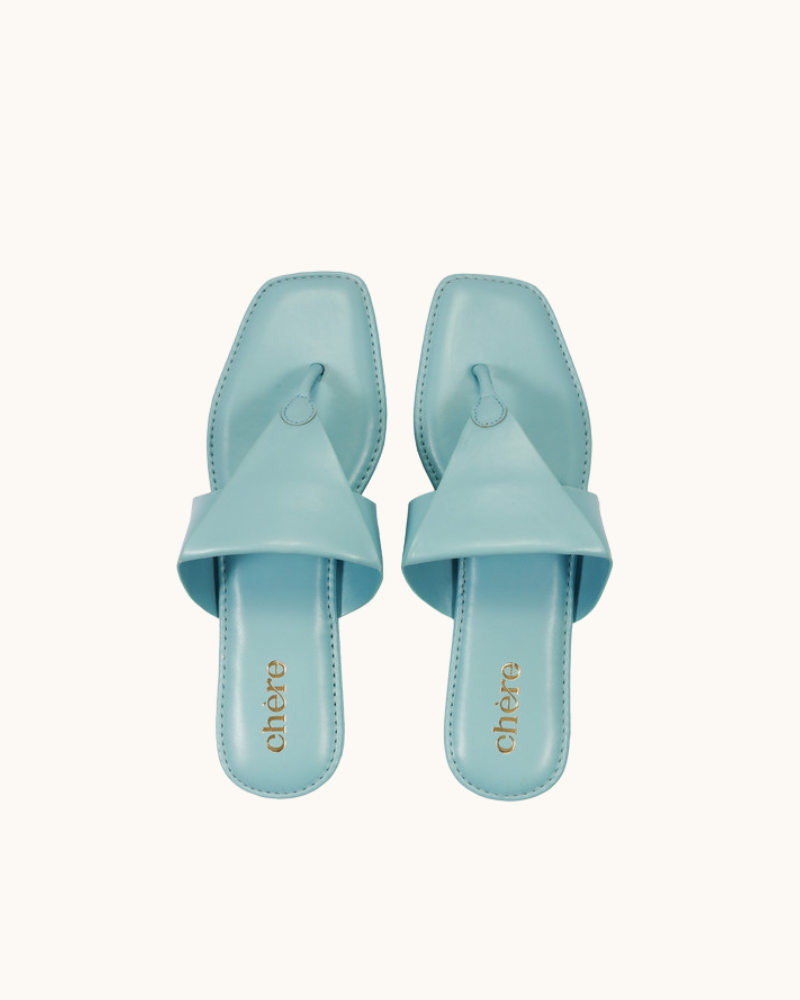 Pastel Blue Solid Triangle Design Open Toe Casual Flats