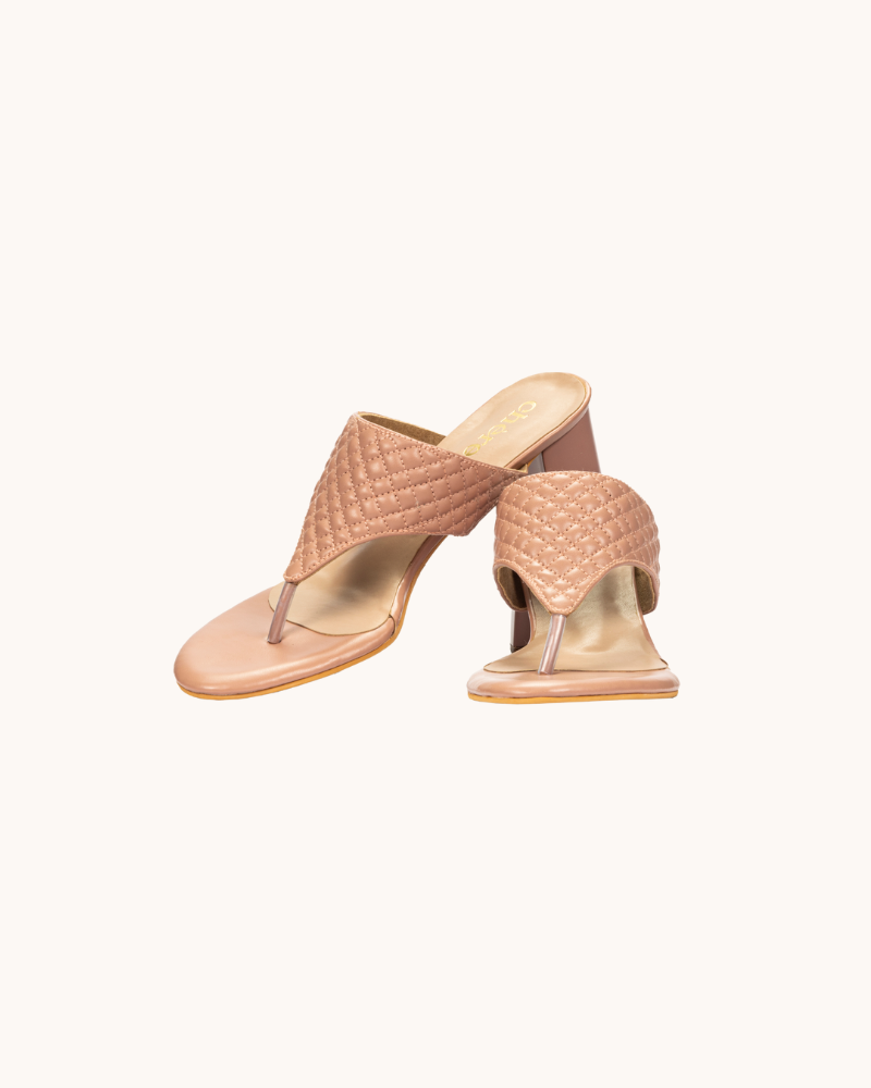Pink Quilted Strap Block Heels