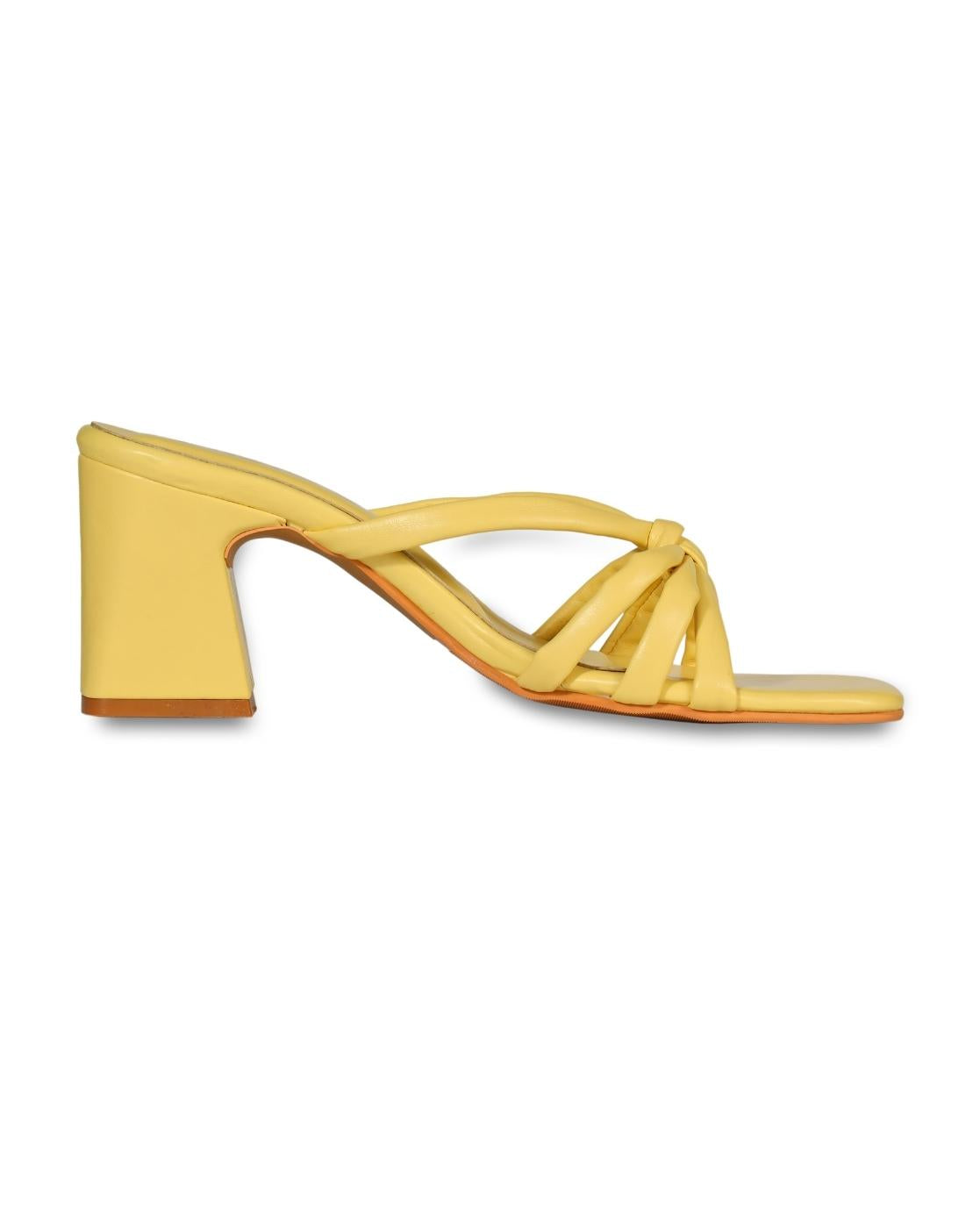 Yellow Suede Straps High Heels Sandals Shoes