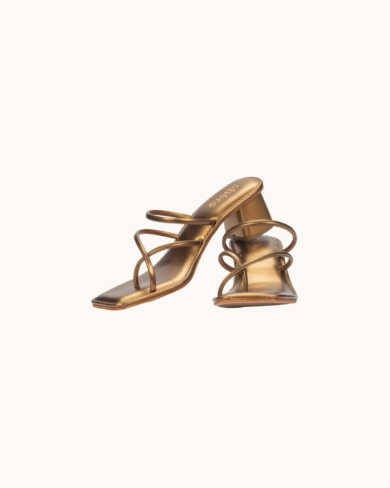 Metallic strappy heeled sandal - Women | Mango USA