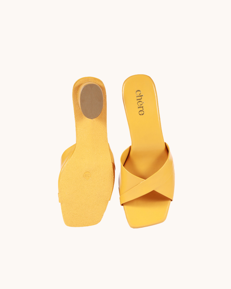 Mustard Yellow Chic Block Heels