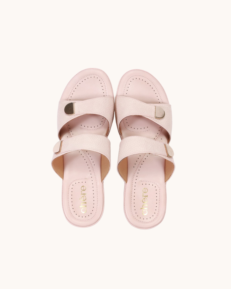 Pink Double Buckled Strap Sandals
