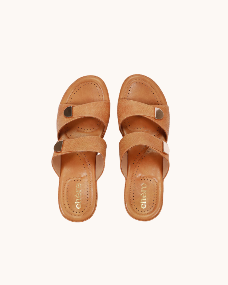 Tan Double Buckled Strap Sandals