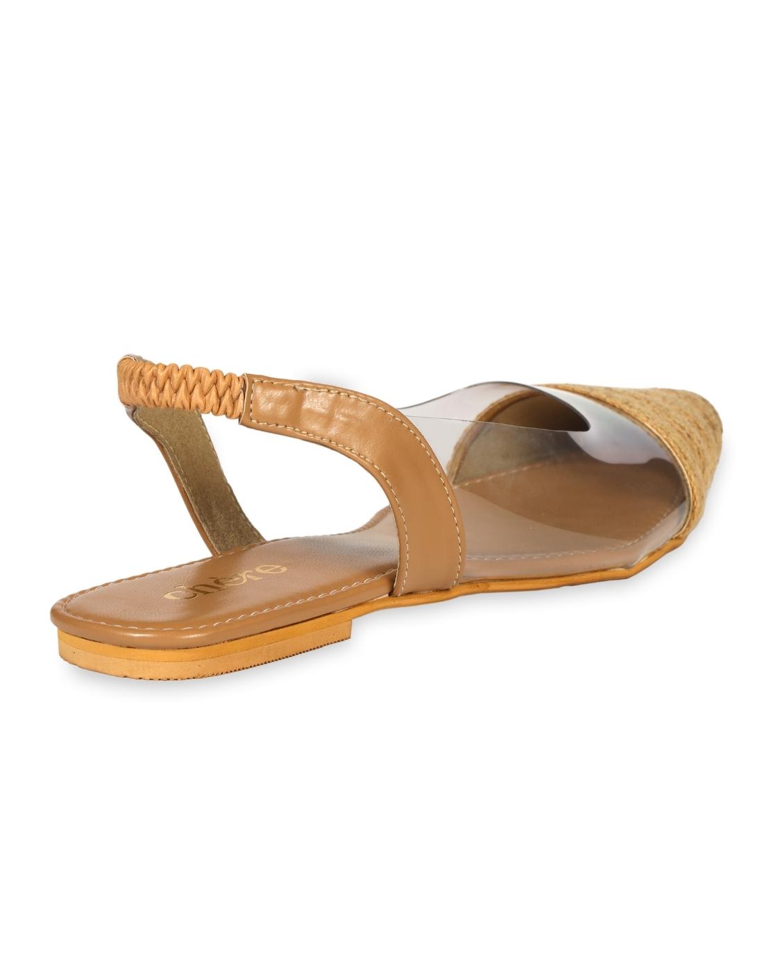 Brown Jute Ballerinas for ladies