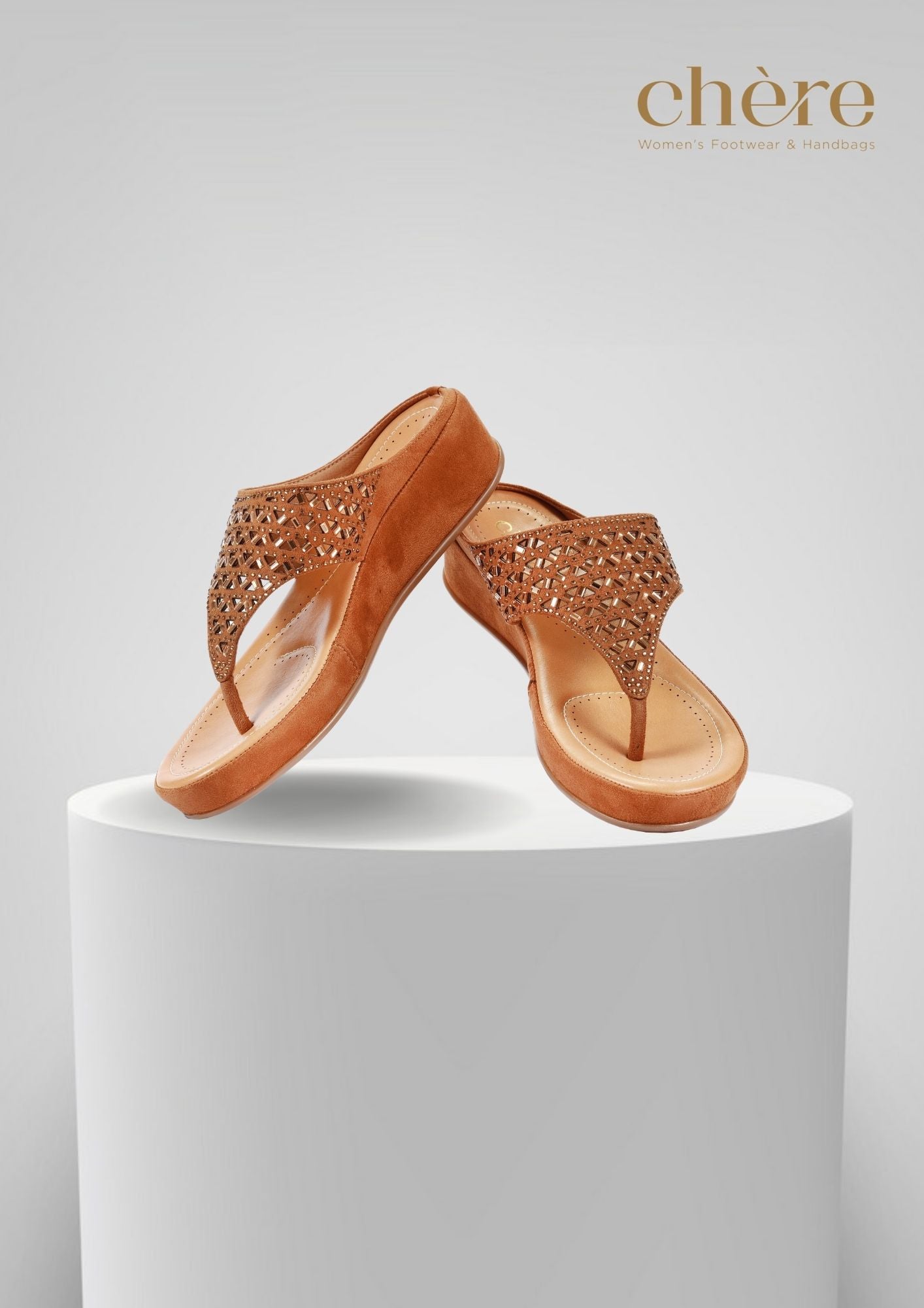 Brown Embellished Laser Cut With Super Cushioned Sandals