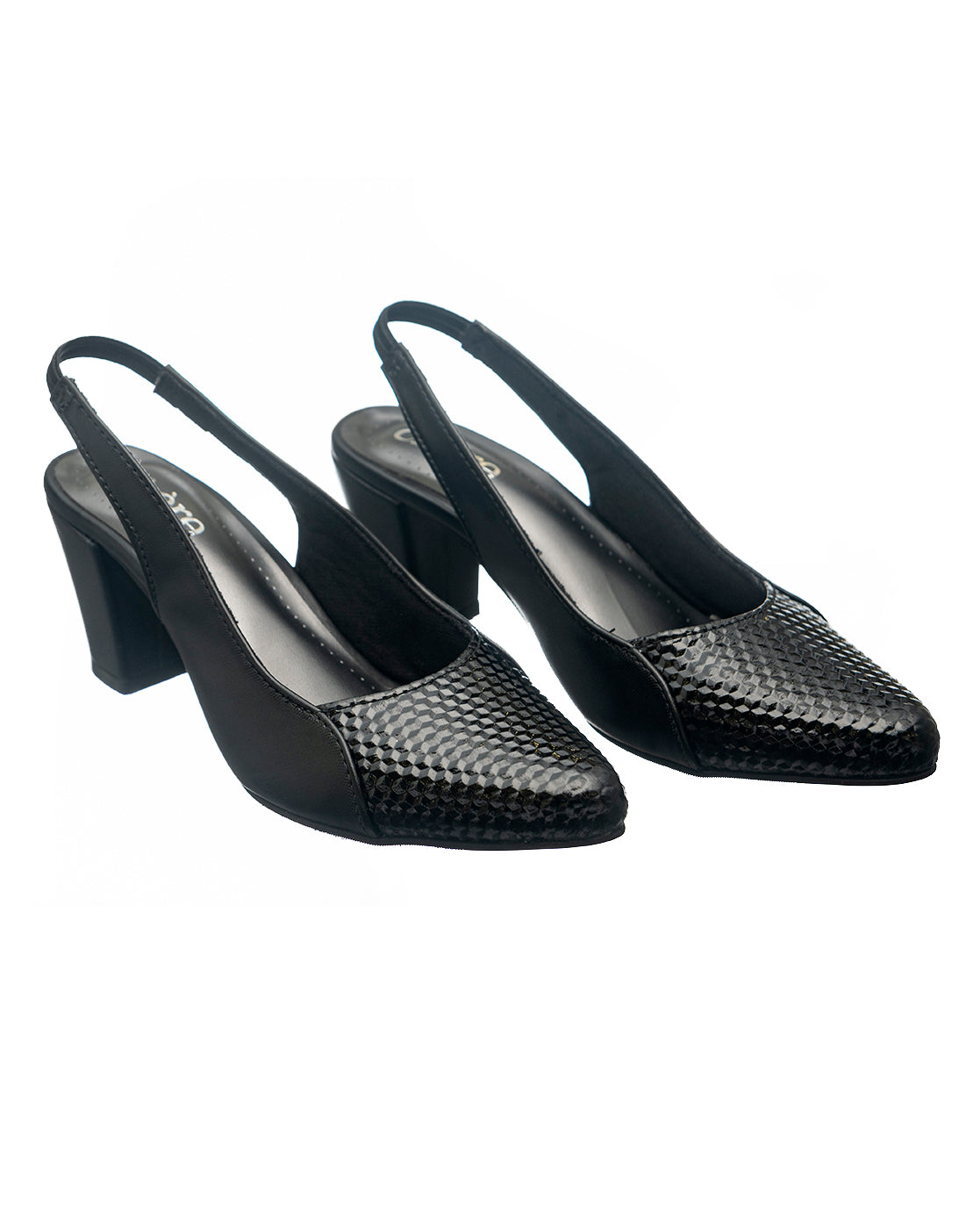 LOEWE Rose Pointed-Toe Slingback Heels in BLACK | Endource