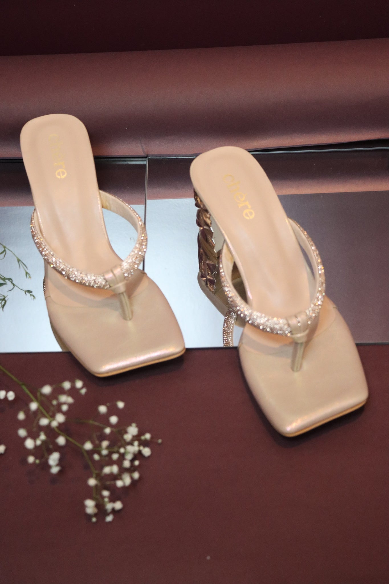 Rose Gold Glitter Barely There Stiletto Heel With Slight Platform – Linzi