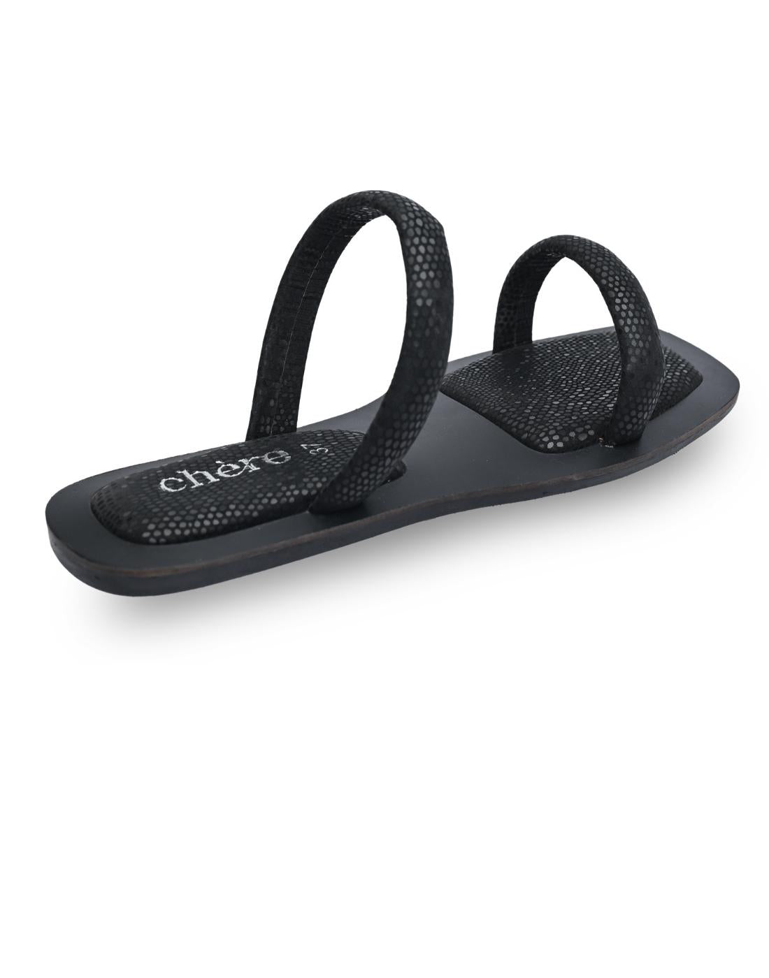 women's Black Double Strap Flats 