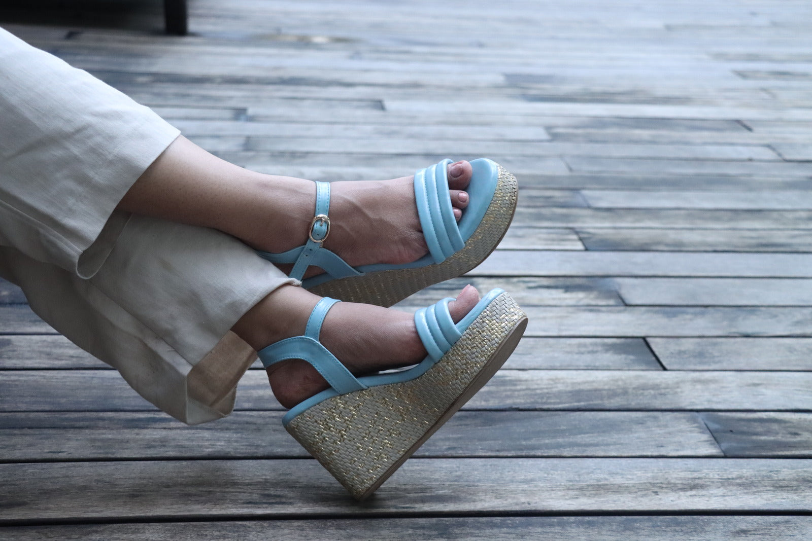 women's Blue Wedges